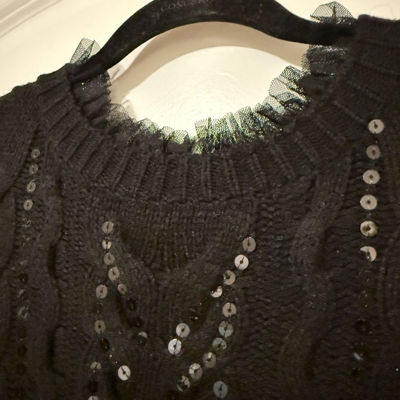 Express Black Sequin Sweater - Picture 3 of 8
